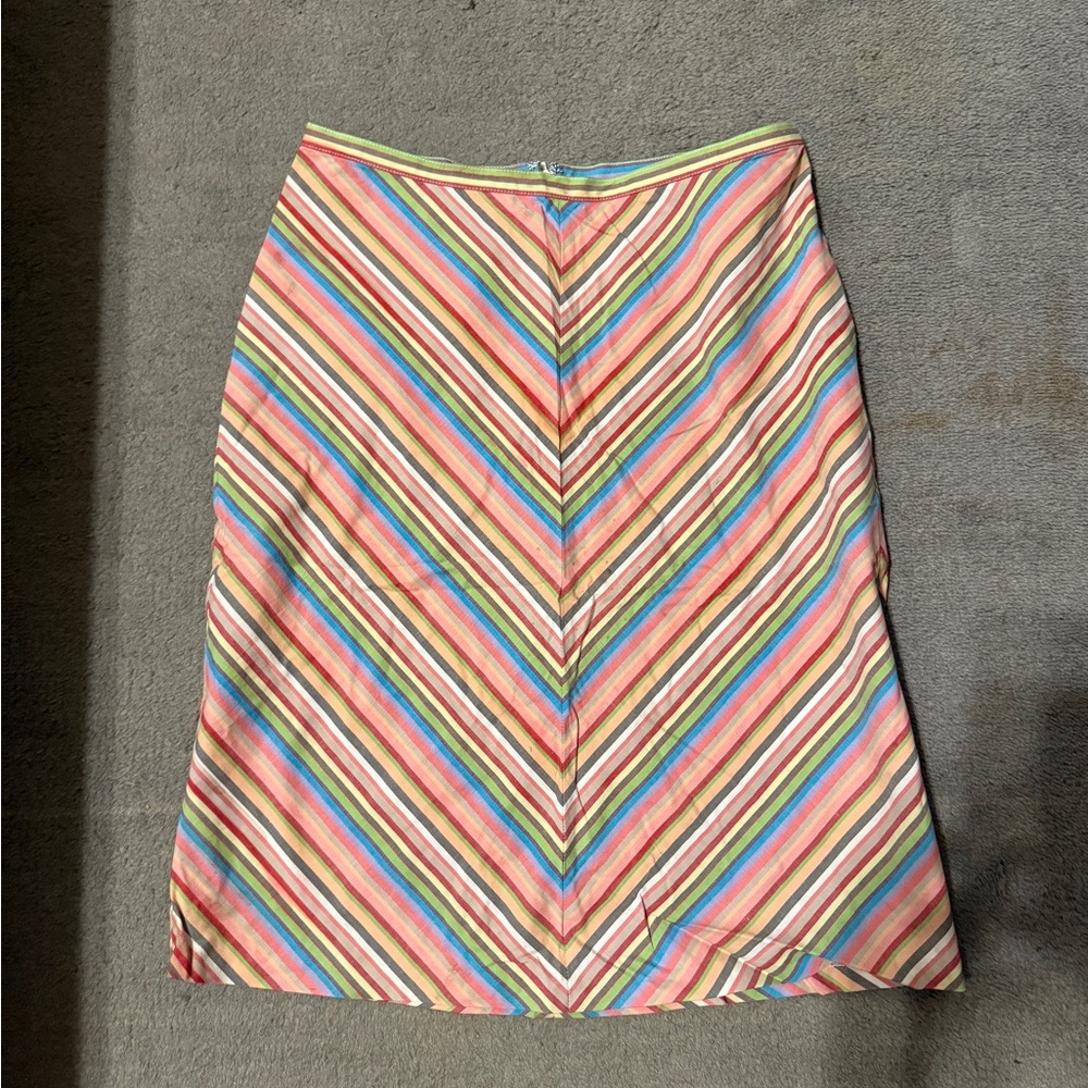 Fossil Multicolor Striped A-Line Skirt Size 1 Midi Cotton Colorful